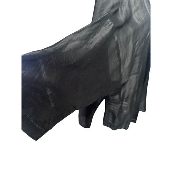 Eileen Fisher Sheer Linen Silk Open Jacket Kimono Cardigan Black L - Picture 5 of 6
